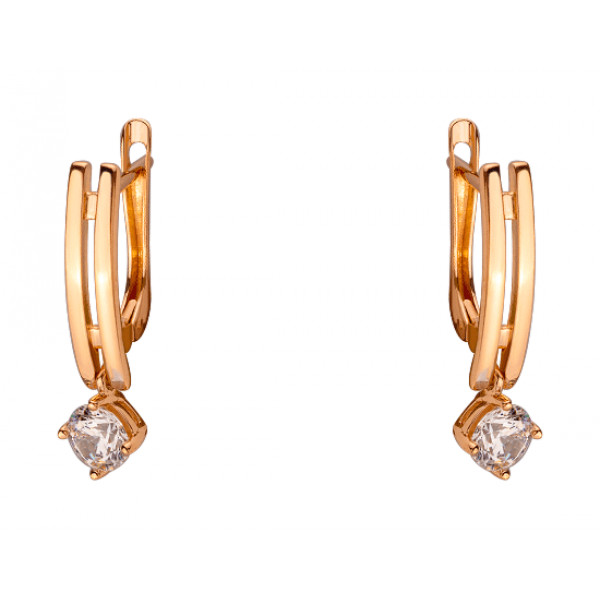 Сережки з золота у червоному кольорі з цирконом