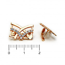 Золотые серьги красного цвета с цирконом
