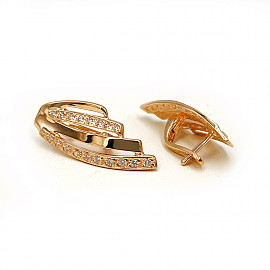 Серьги из красного золота с цирконом 01-200599887