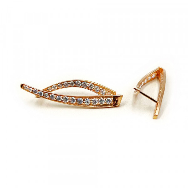 Серьги из красного золота с цирконом