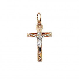 Крестик из золота в красном с белым цвете 01-200750087