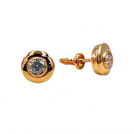 Золотые серьги красного цвета с цирконом 01-200757287