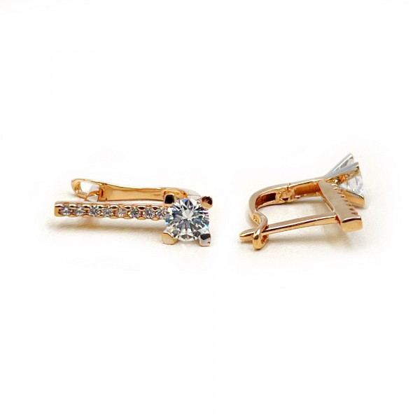 Серьги из золота в красном цвете с цирконом