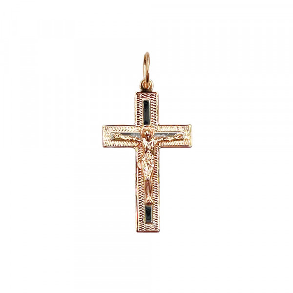 Крестик из красного с белым золота