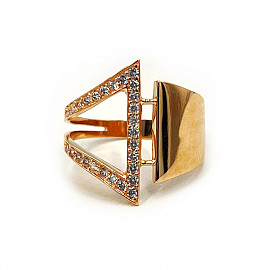 Каблучка з золота червоного кольору з цирконом 01-200879987