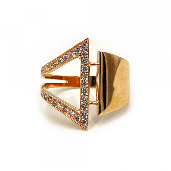 Каблучка з золота червоного кольору з цирконом