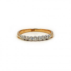 Золота каблучка у червоному з білим кольорі з жовтими діамантами 01-200912287