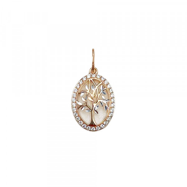 Кулон з червоного з білим золота з цирконом