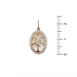 Кулон з червоного з білим золота з цирконом