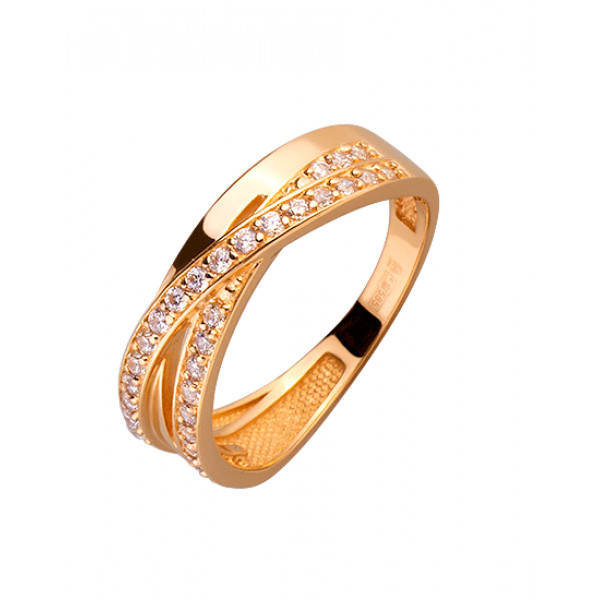 Каблучка з золота у червоному кольорі з цирконом