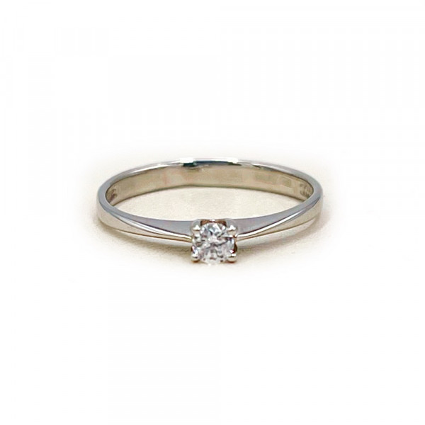 Золотое кольцо в белом цвете с цирконом