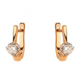 Серьги из красного с белым золота с цирконом 01-200137488