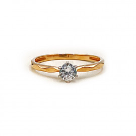 Золота каблучка червоного з білим кольору з цирконом 01-200155588