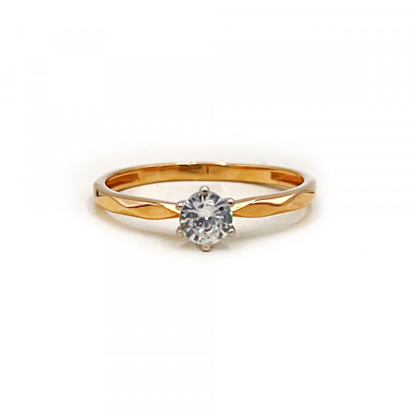 Золота каблучка червоного з білим кольору з цирконом