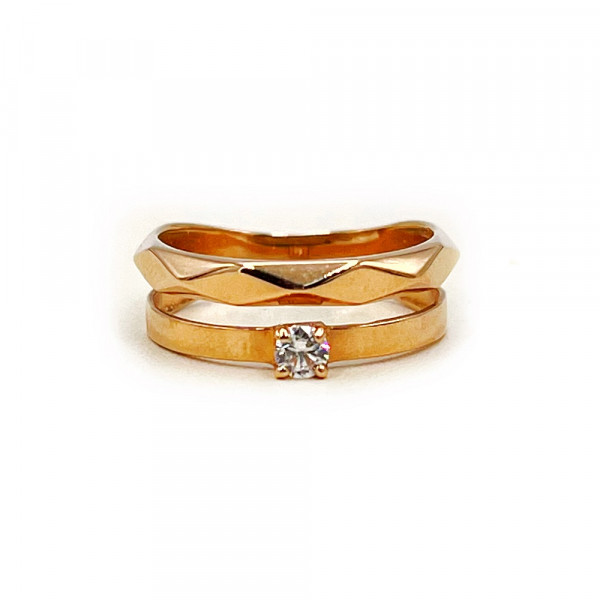 Каблучка з золота червоного кольору з цирконом