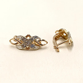Серьги из золота в красном с белым цвете с цирконом 01-200405288