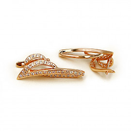 Серьги из золота красного цвета с цирконом 01-200585588