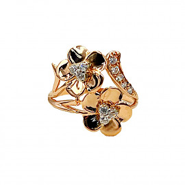 Золота каблучка червоного кольору з цирконом 01-200788388