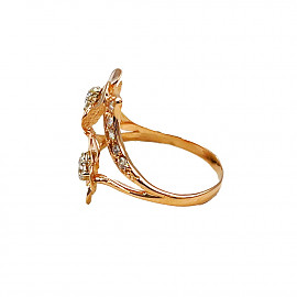 Золота каблучка червоного кольору з цирконом