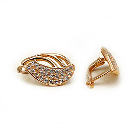 Золоті сережки у червоному кольорі з цирконом 01-200825088