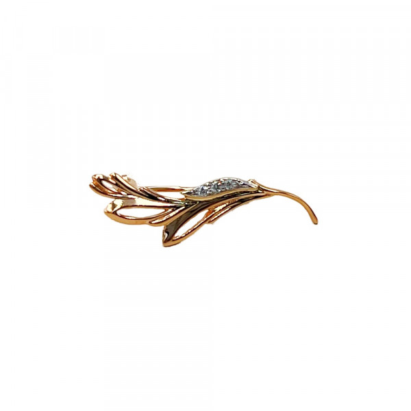 Брошка з червоного з білим золота з цирконом