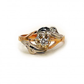 Золота каблучка з білими діамантами 01-200893288