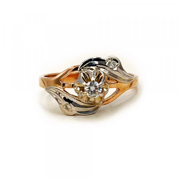 Золота каблучка з білими діамантами