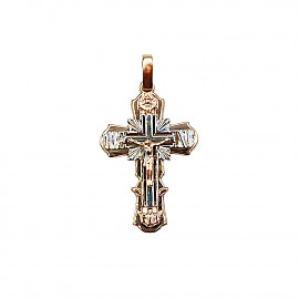 Крестик из красного с белым золота 01-200902588