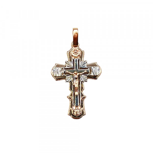 Хрестик з червоного з білим золота