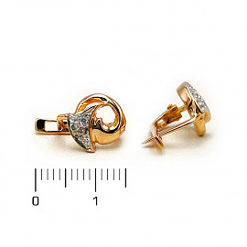 Сережки з золота у червоному з білим кольорі з цирконом