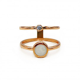 Каблучка з золота у червоному кольорі з перламутром та цирконом 01-200932388