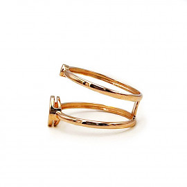 Каблучка з золота у червоному кольорі з перламутром та цирконом