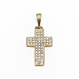 Хрестик з золота жовтого кольору з цирконом 01-18832489