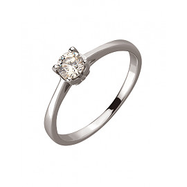 Каблучка з золота білого кольору з цирконом 01-200006989