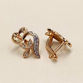 Золотые серьги с цирконом 01-200159289