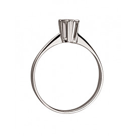 Каблучка з золота білого кольору з білим діамантом