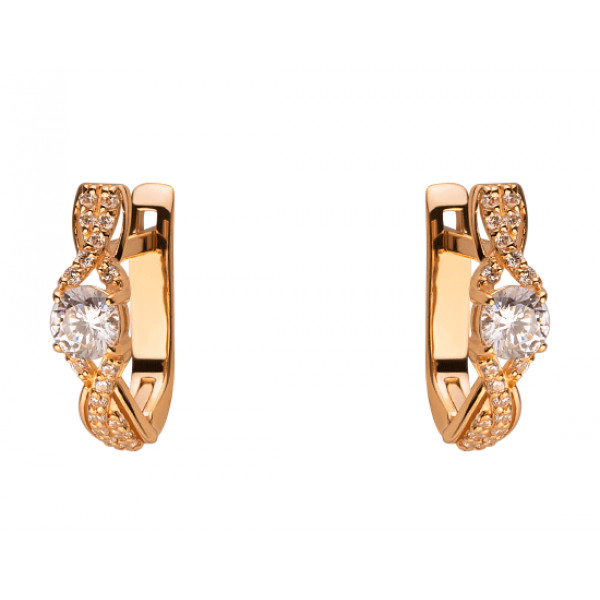 Серьги из золота в красном цвете с цирконом