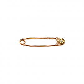 Золотая булавка в красном с желтым цвете с цирконом 01-200279389