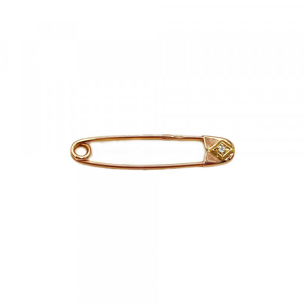 Золота шпилька у червоному з жовтим кольорі з цирконом