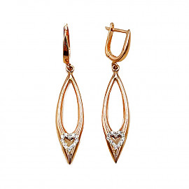 Серьги из красного с белым золота с цирконом 01-200599789
