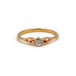 Кольцо из красного с белым золота с белым бриллиантом 01-200768489