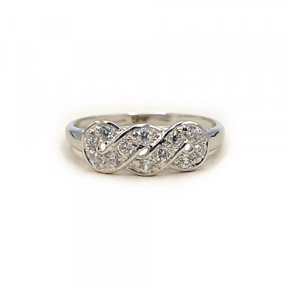 Каблучка з золота білого кольору з цирконом