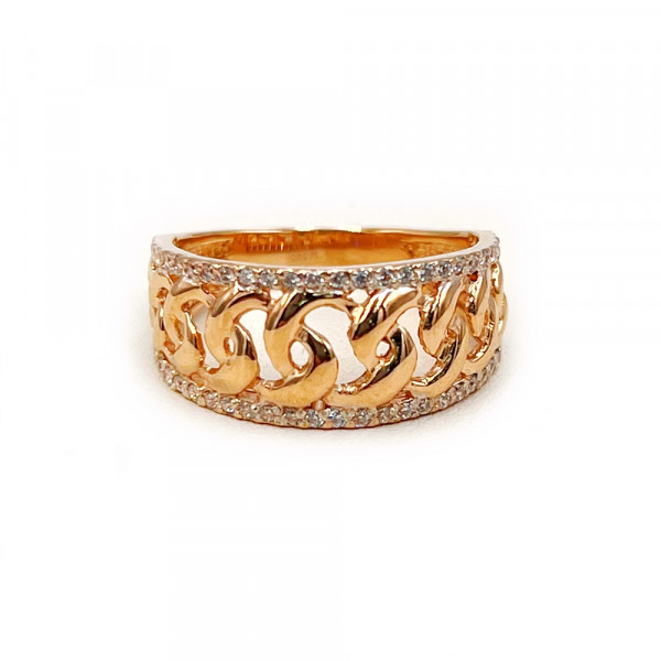 Каблучка з золота у червоному кольорі з цирконом