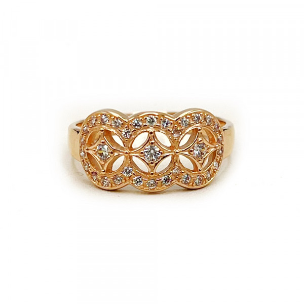 Кольцо из золота в красном цвете с цирконом