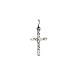 Золотий хрестик білого кольору з цирконом 01-200836989