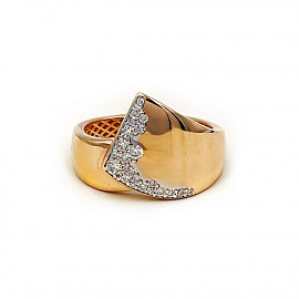 Каблучка з золота червоного з білим кольору з цирконом 01-200863089