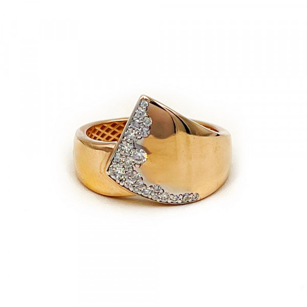 Каблучка з золота червоного з білим кольору з цирконом