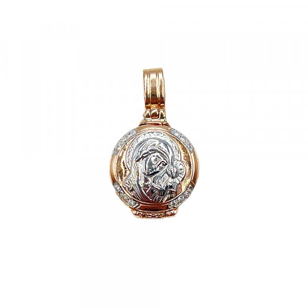 Кулон из золота в красном с белым цвете с желтыми бриллиантами