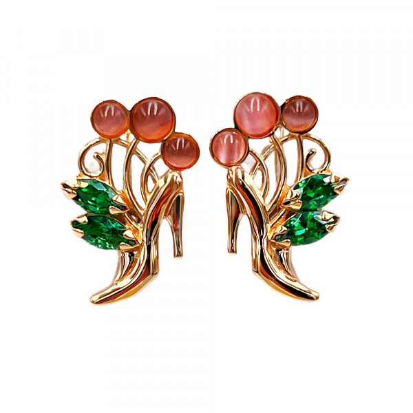 Сережки з золота у червоному кольорі з цирконом