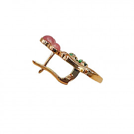 Сережки з золота у червоному кольорі з цирконом